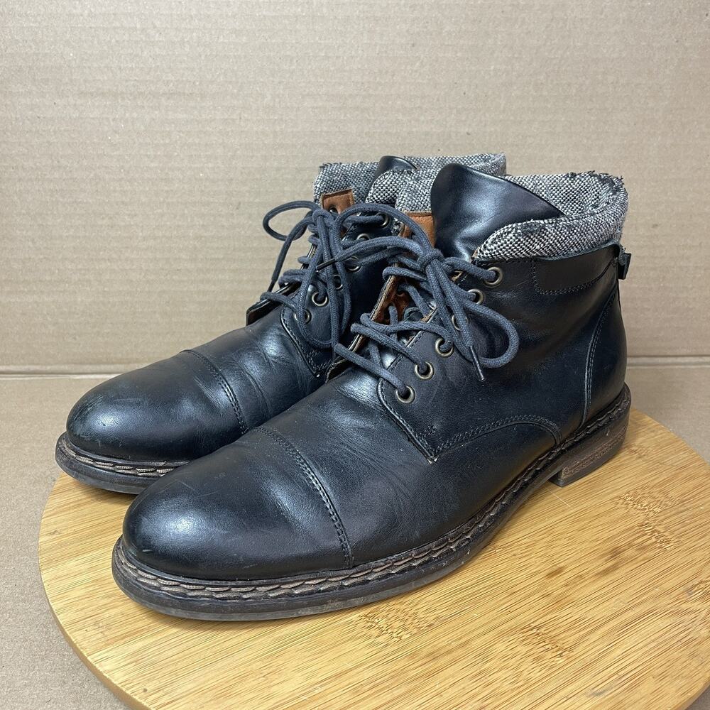 Heyraud Black Leather Chelsy lace up Boots Size Us 8 EUR 41 Mens